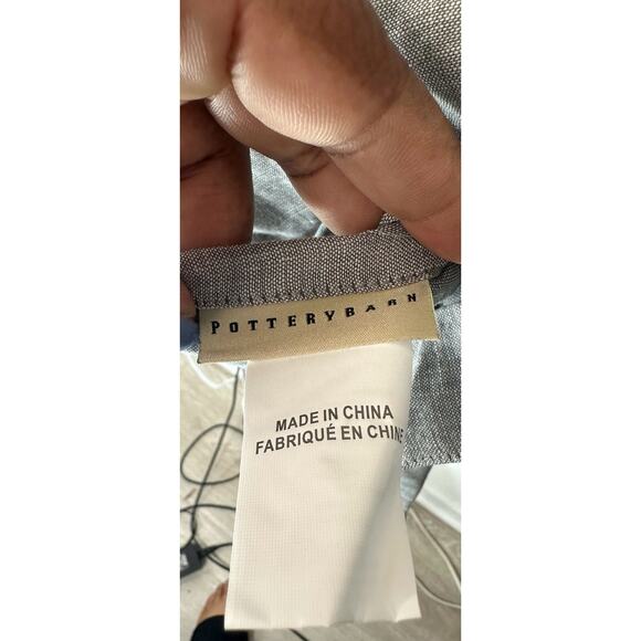 Pottery Barn Gray Home Decor Linen Cotton Silk Quilted King Pillow Sham Cover - Picture 4 of 7